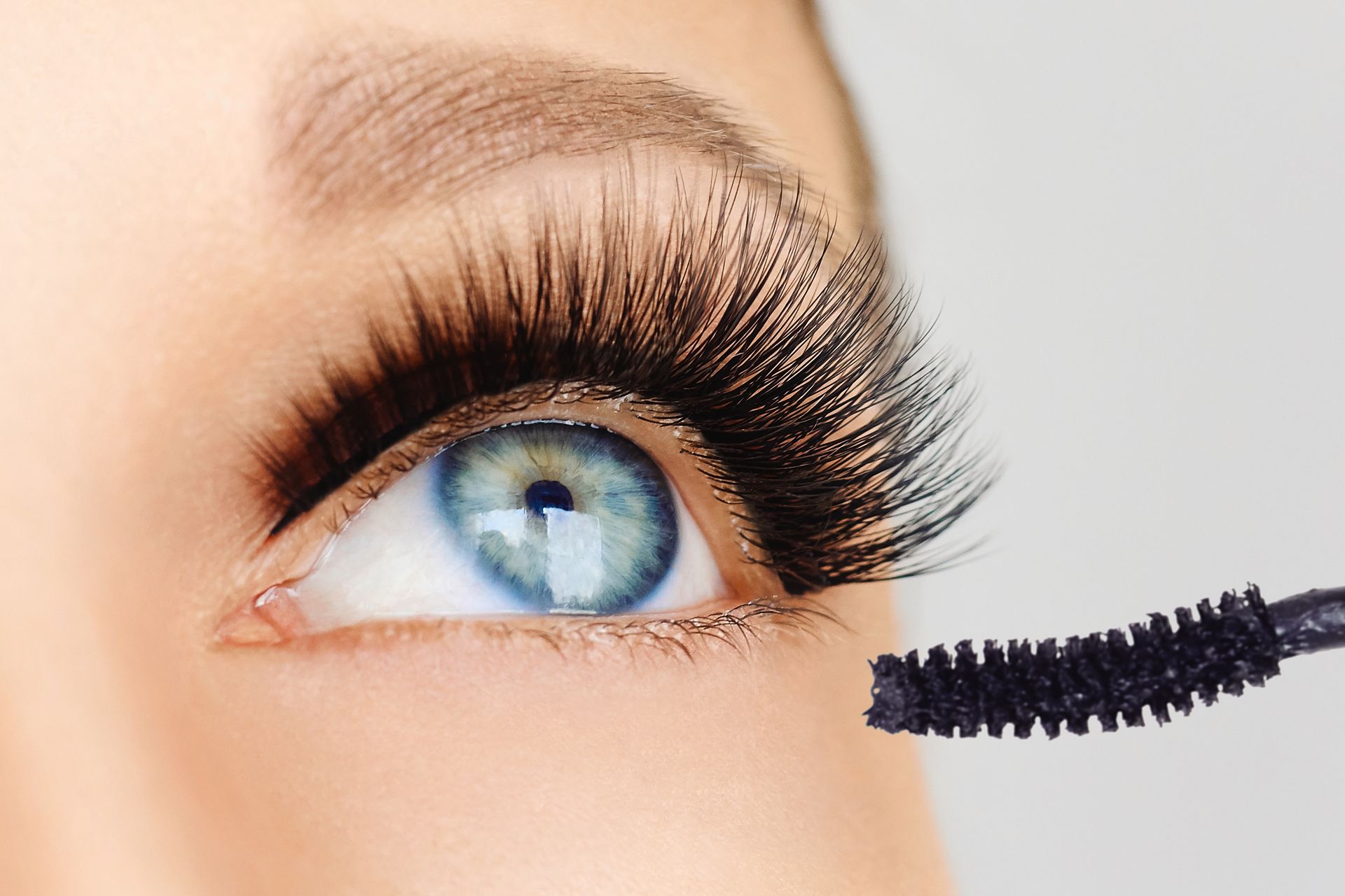 Blue eye with long eyelashes