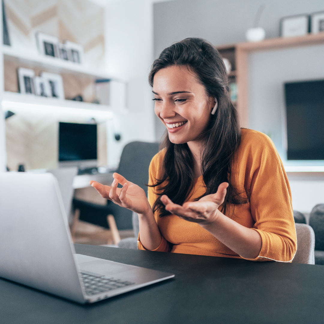 Woman on video conference call.