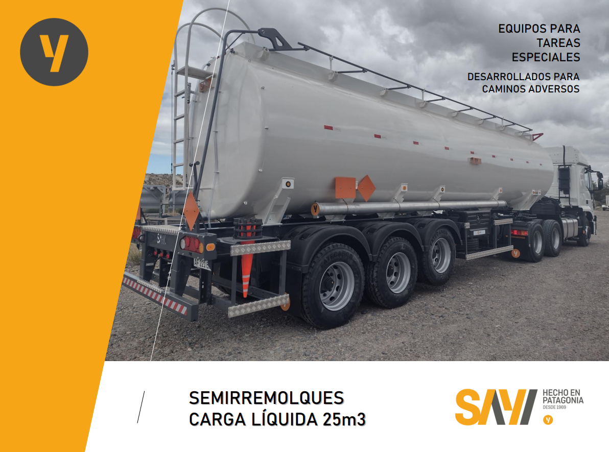 Camión semirremolque, cisterna para líquidos. Publicidad. Amarillo y gris.