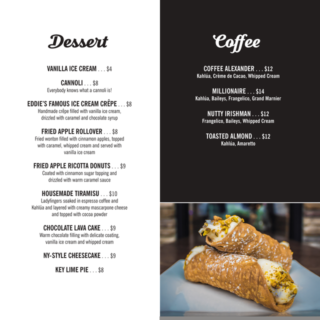 Dessert Menu - Eddie's on Lake Norman
