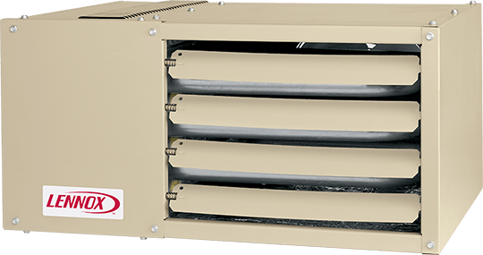 Lennox industrial unit heater, beige, showing vents.