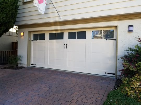 Doors — White Garage Door with Flag in Sunnyvale, CA