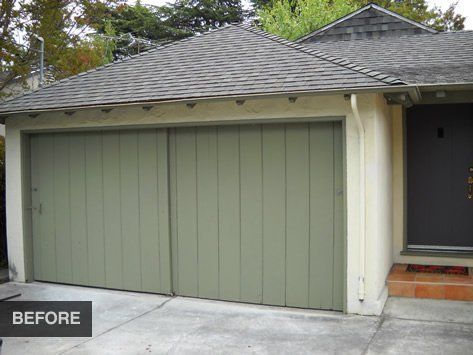 Old — Plain Green Garage Door in Sunnyvale, CA