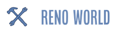 RenoWorld word logo with hammer and wrench icon