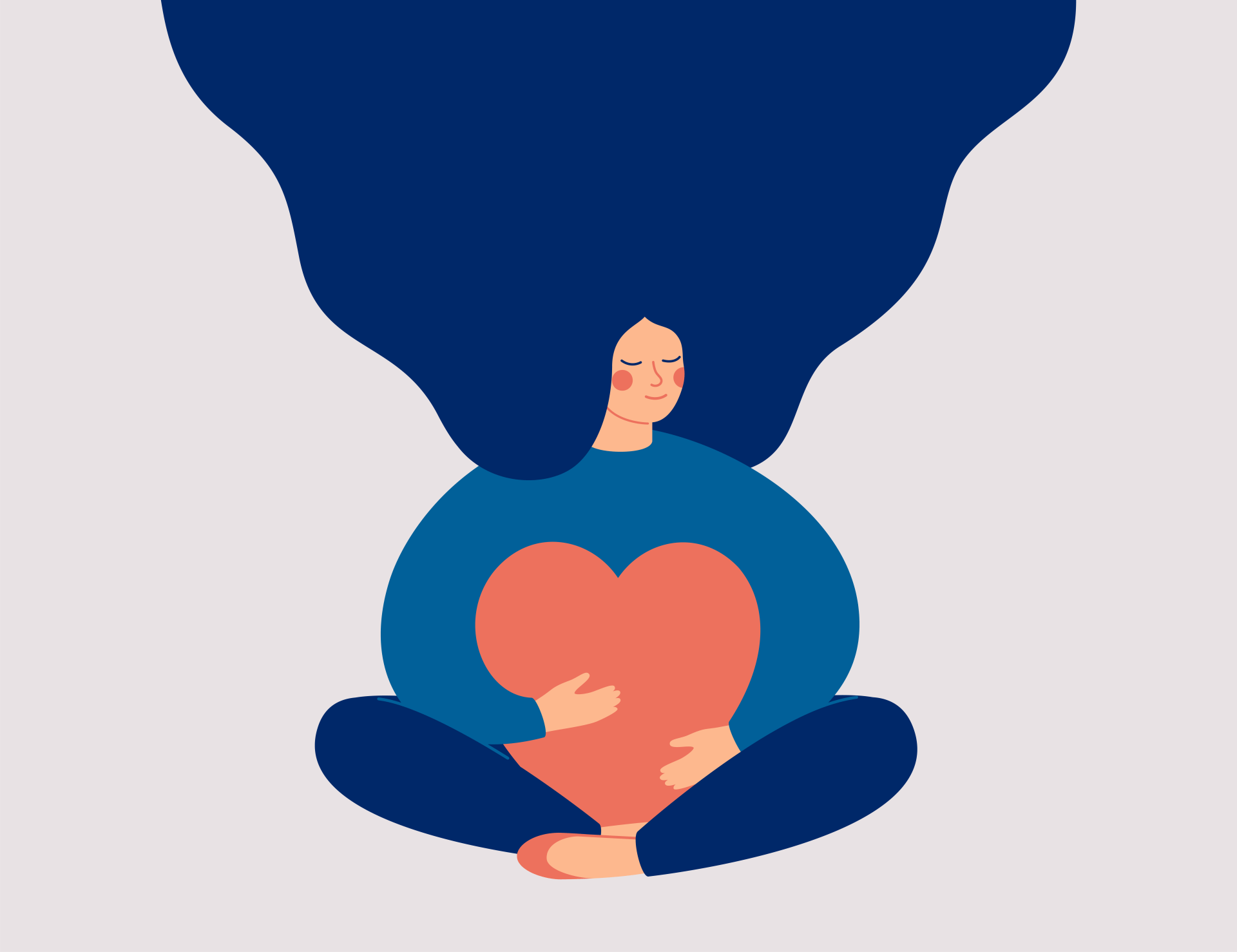 illustration of a woman holding a heart