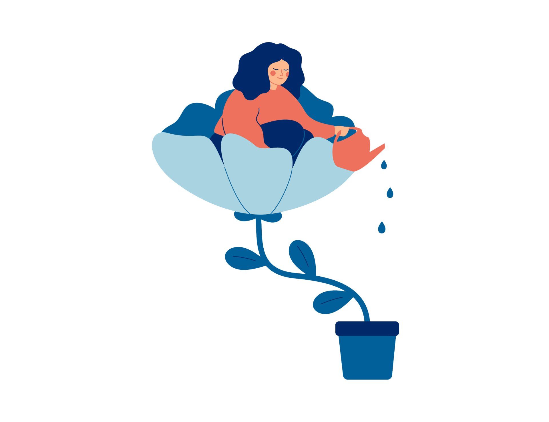 watering flower illustration