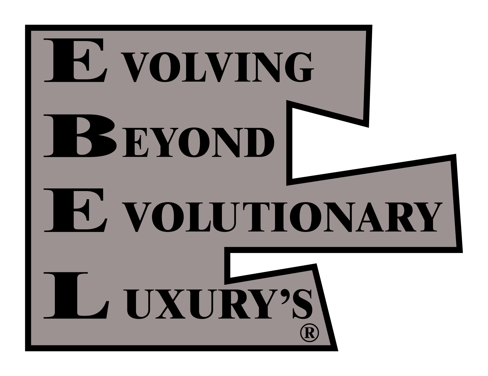 Logo: EBEL in large letters, "Evolving Beyond Evolutionary Luxury's" in a gray stylized shape.