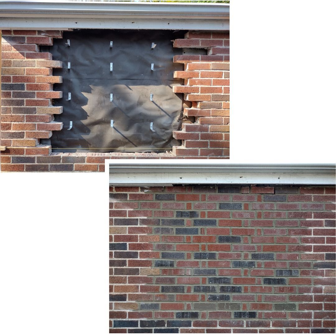 Air Conditioner Opening Getting Infilled with Brick Masonry - Montgomery County - Disciple Masonry