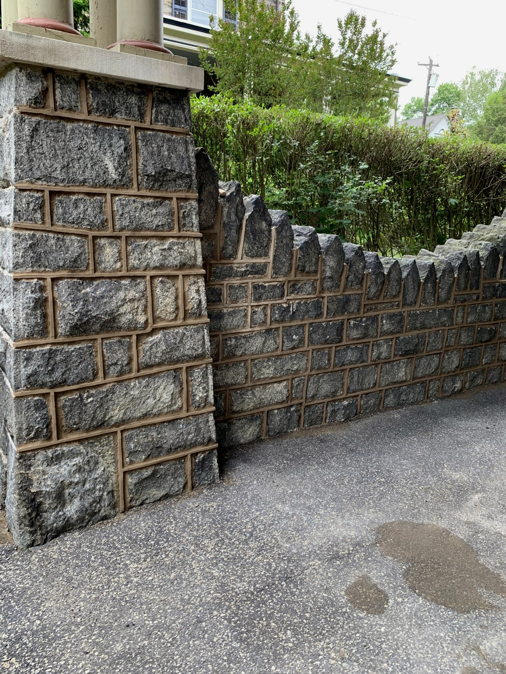 Repoint Wissahickon Schist with Ribbon Mortar — Elkins Park, PA — Disciple Masonry