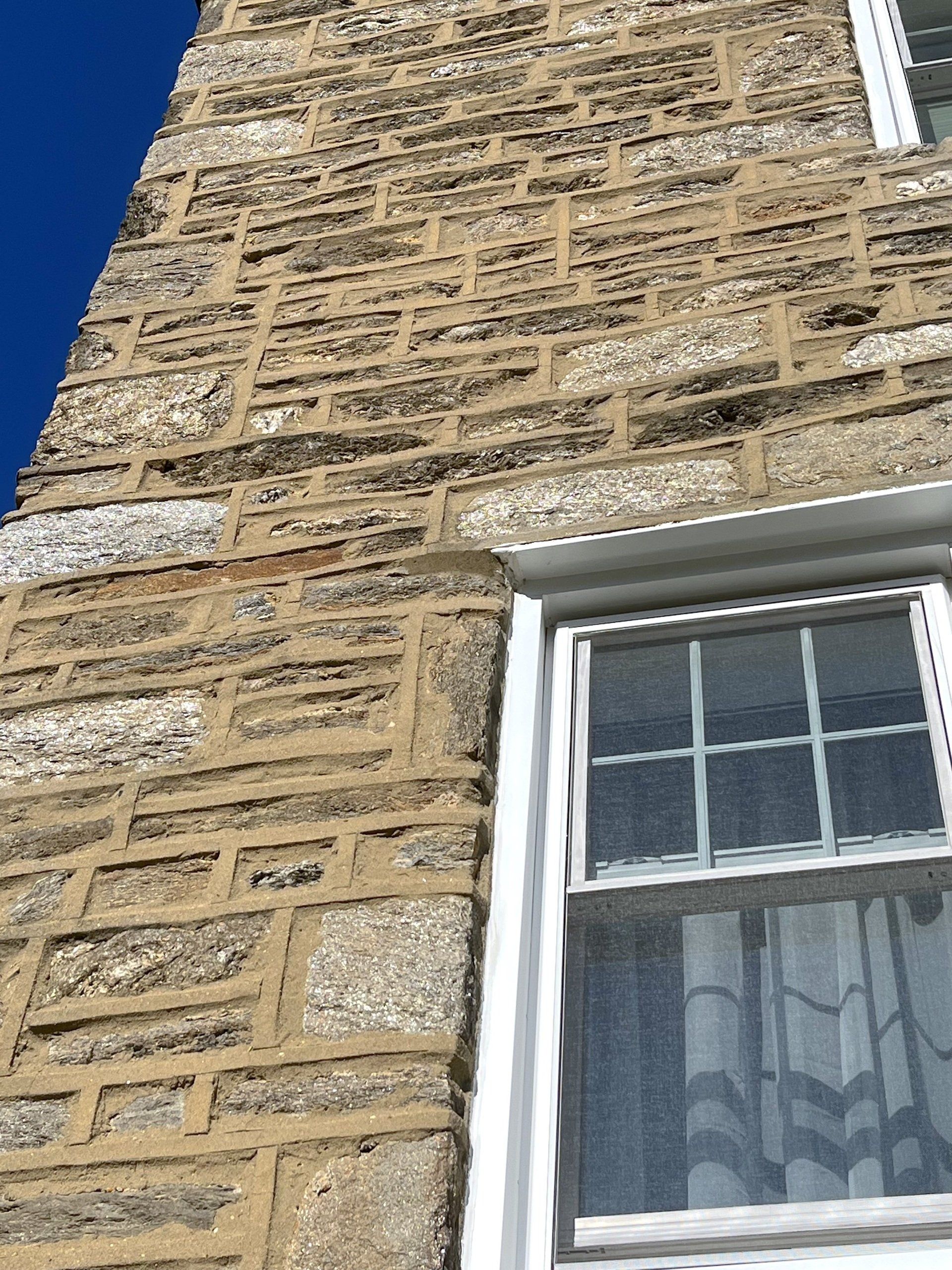 Stone Wall Repoint with Ribbon Joint  - Abington, PA - Disciple Masonry