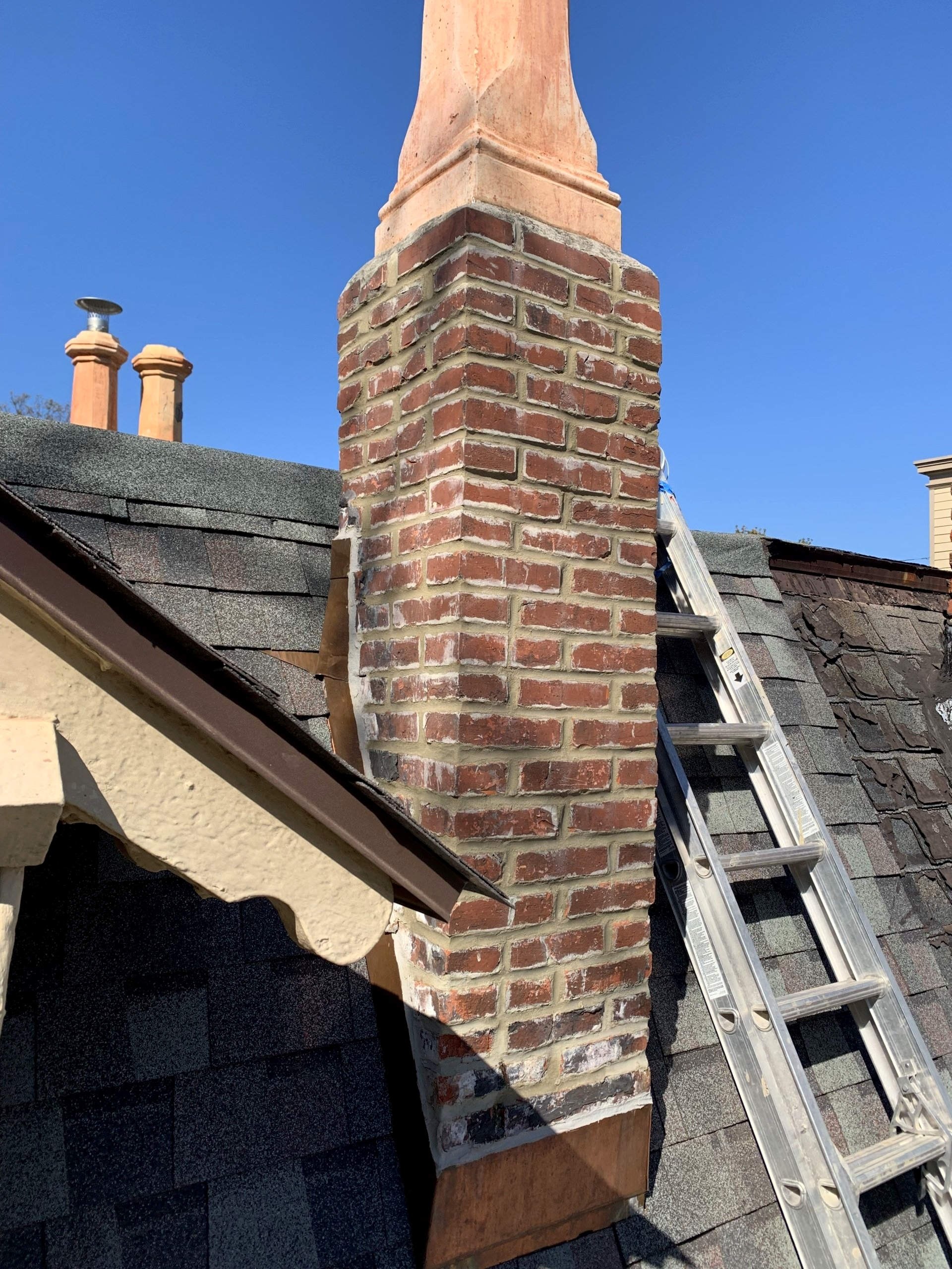 Brick Chimney Repoint with Flue — Glenside, PA — Disciple Masonry