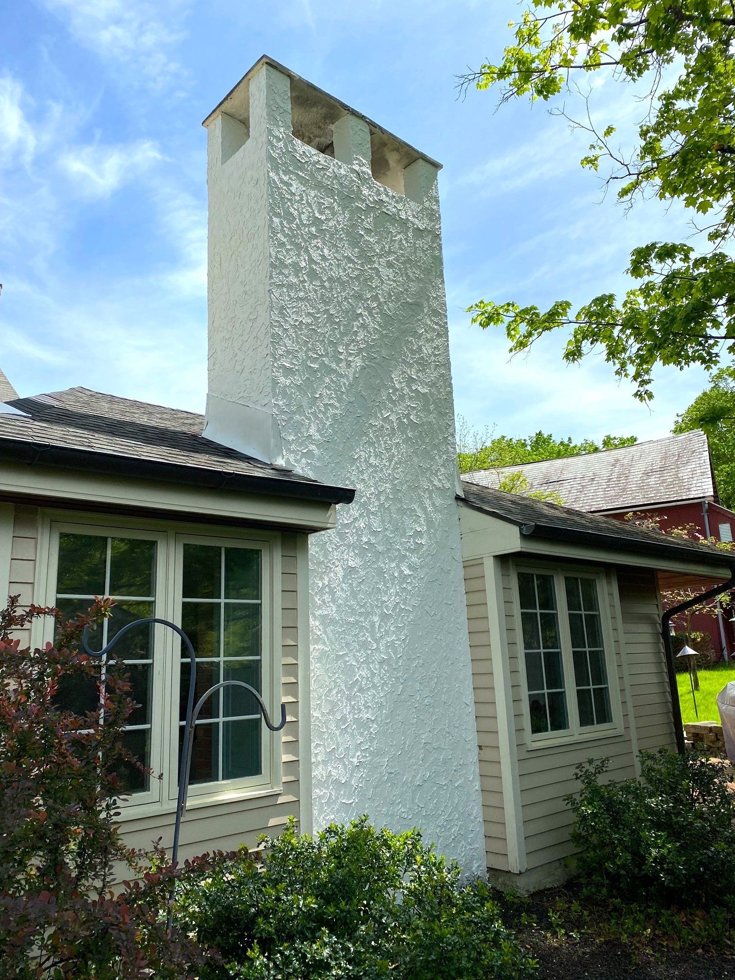 Stucco chimney — Montgomery County, PA — Disciple Masonry