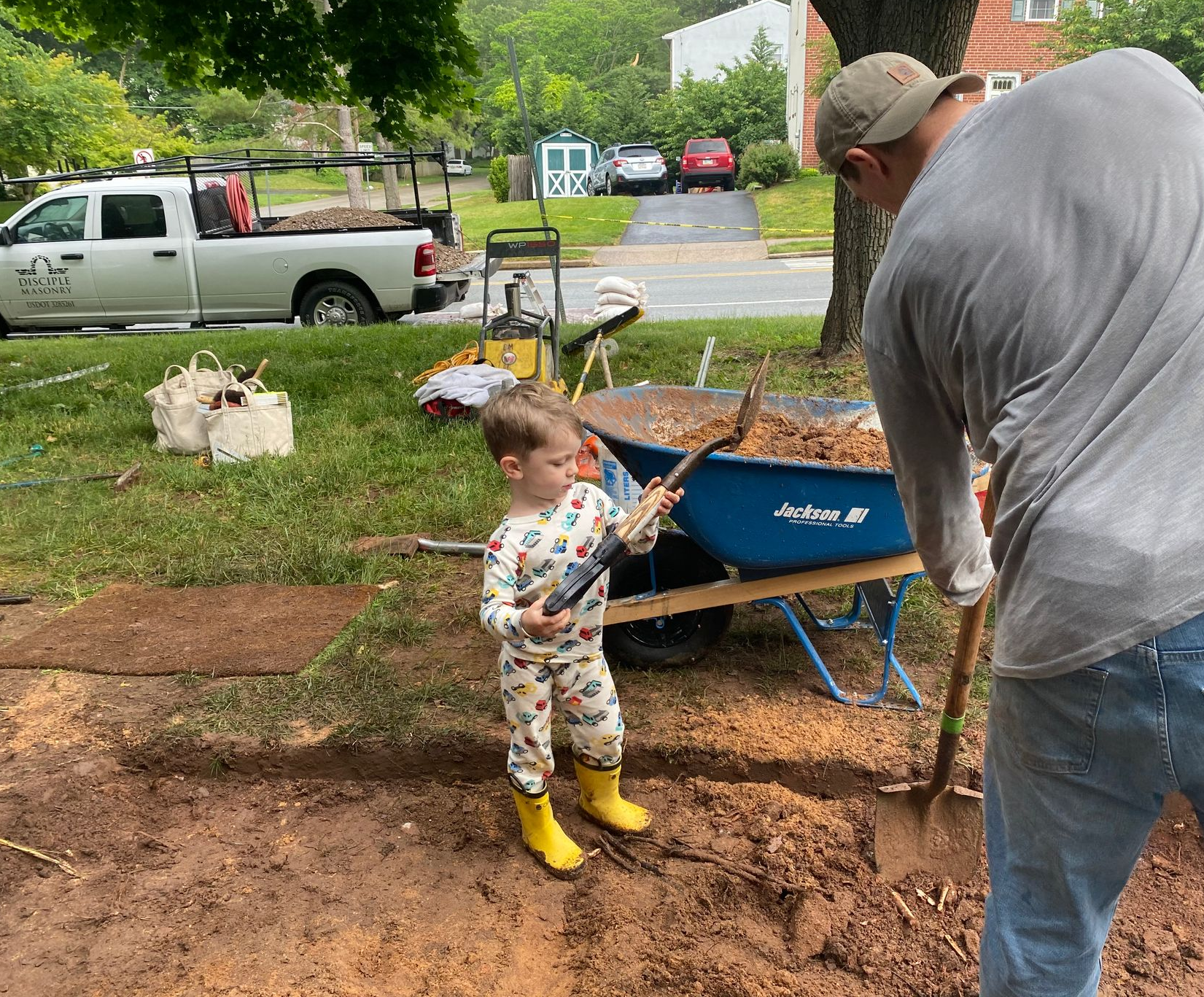 Old Stone Street with a Stone Building and sunlight