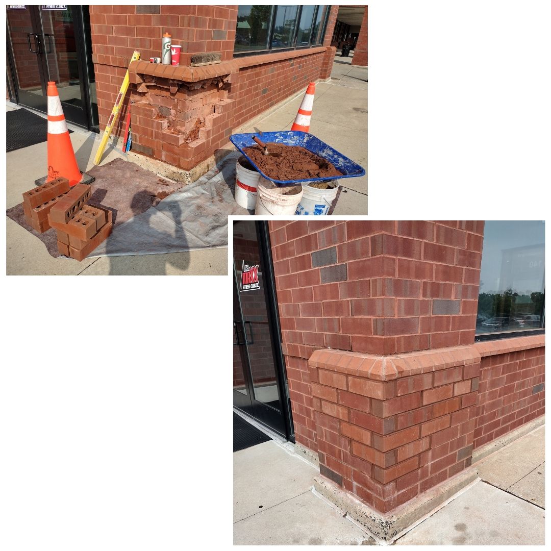 Brick Column Rebuild for Shopping Center in Montgomery County - Disciple Masonry