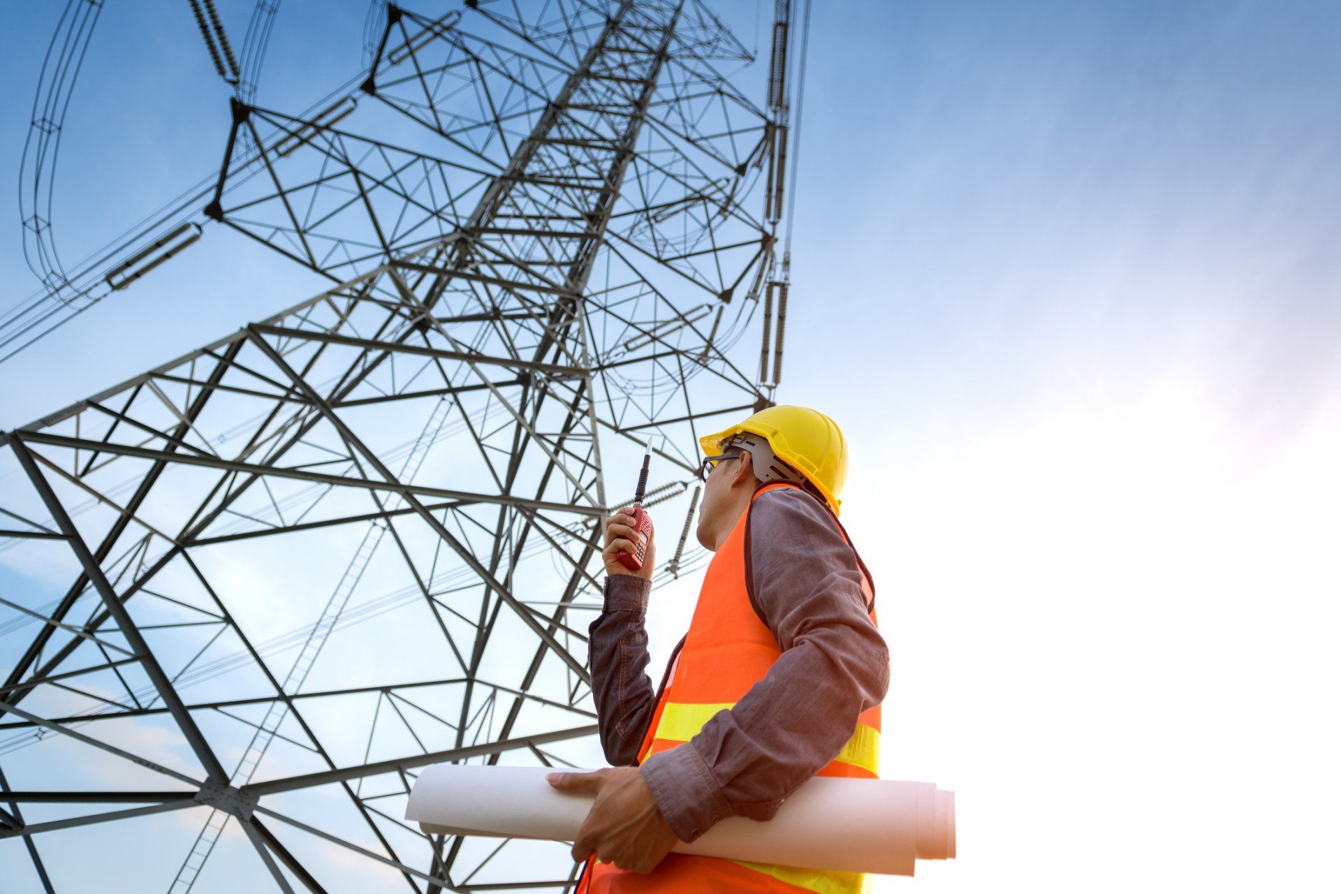 Technician Checking the Tower — York, PA — Engles & Fahs Inc.