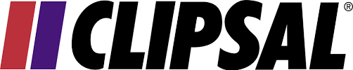 CLIPSAL logo with red and purple stripes, and the word