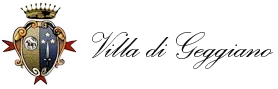 A logo for villa di geggiano with a coat of arms and a crown