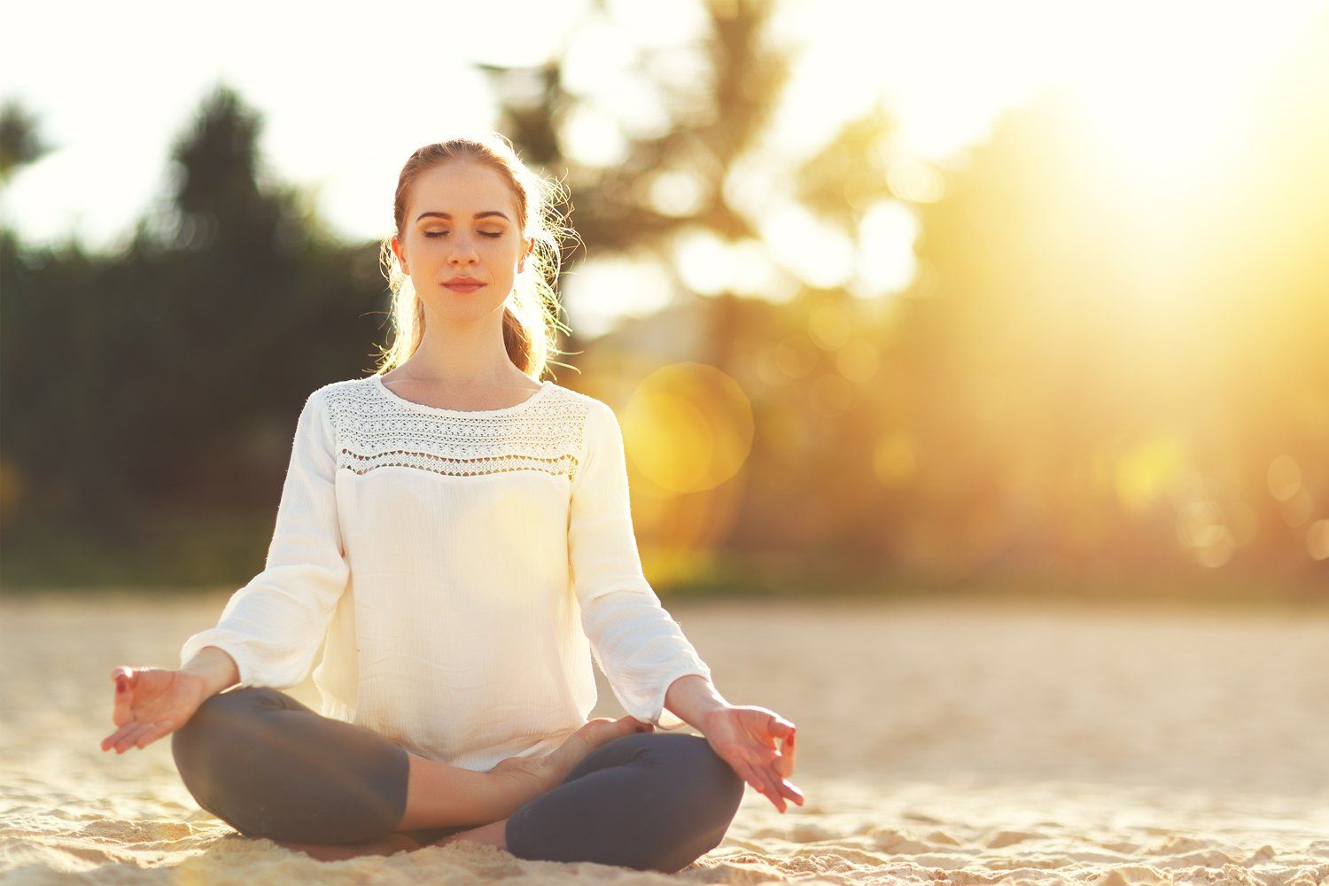 Focused and Meditating Woman