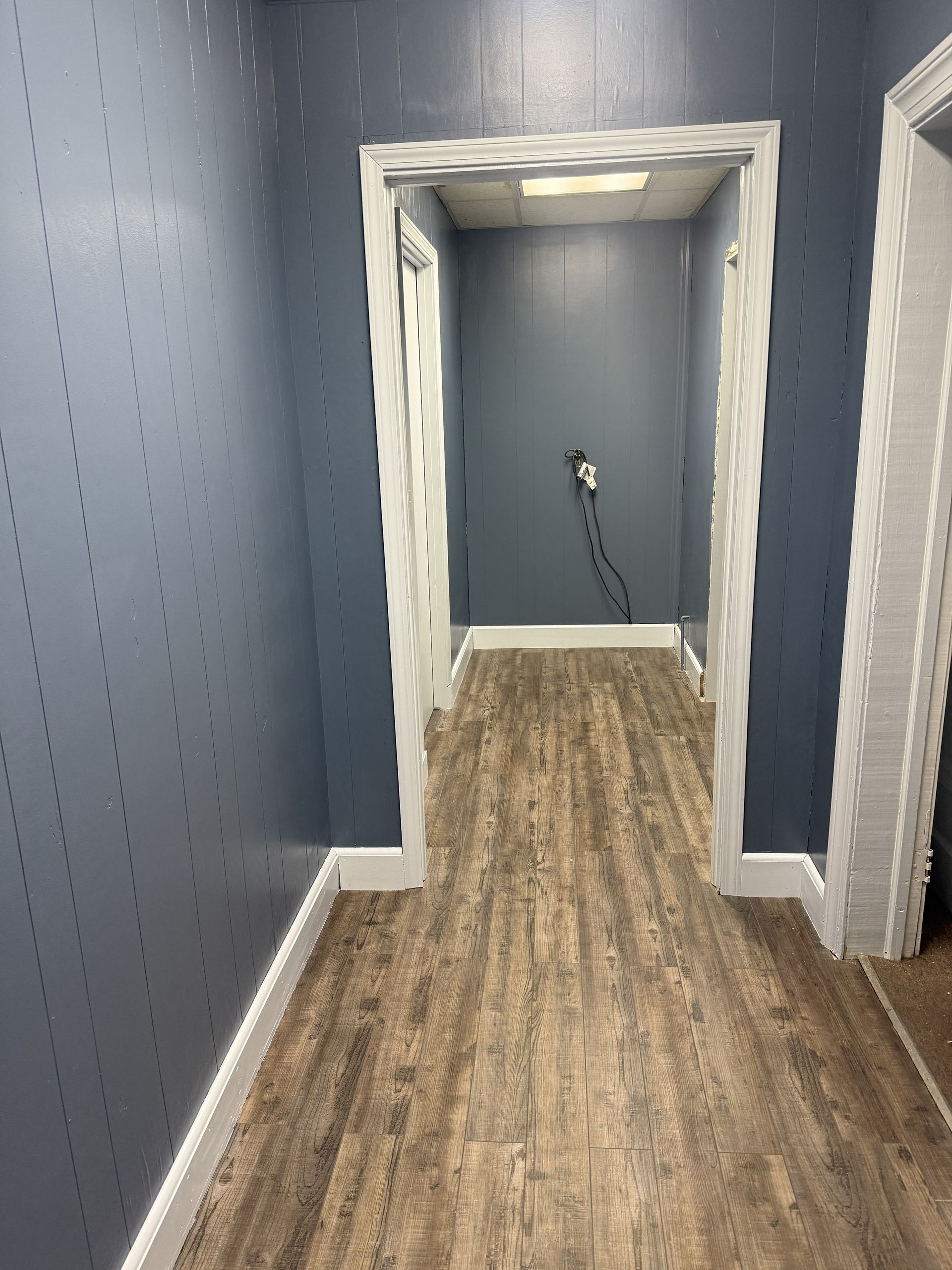 Auto Tech renovation, new shop Collinsville, hallway remodel, updated flooring, professional auto repair facility, Collinsville VA mechanics;