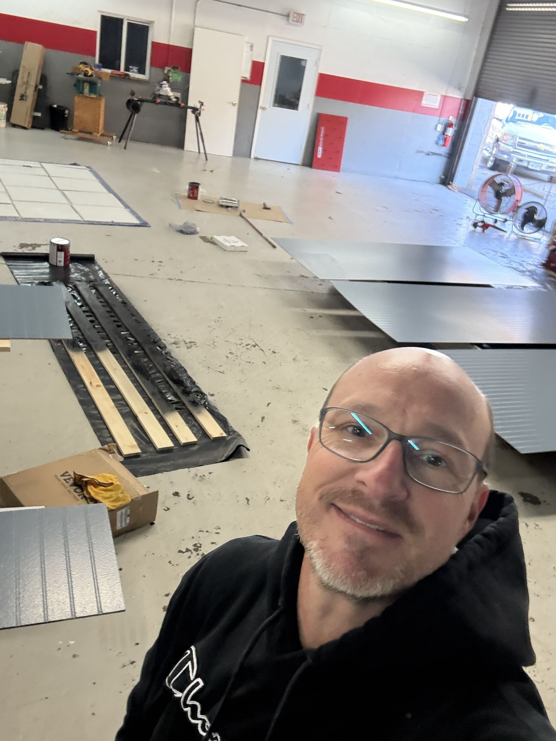 Auto Tech owner, shop renovation, Collinsville VA auto repair, behind the scenes, painting panels, Auto Tech, shop upgrades;