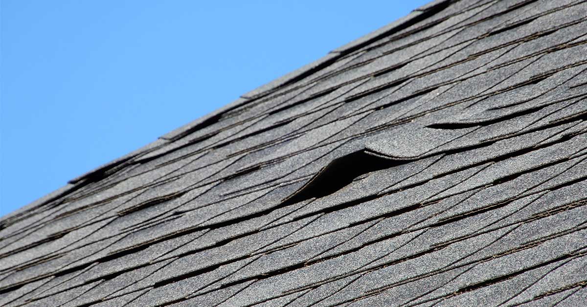 Roof with wind damage
