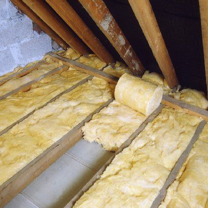 A roof with a lot of insulation on it