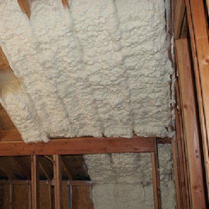 There is a lot of foam on the ceiling of a house.