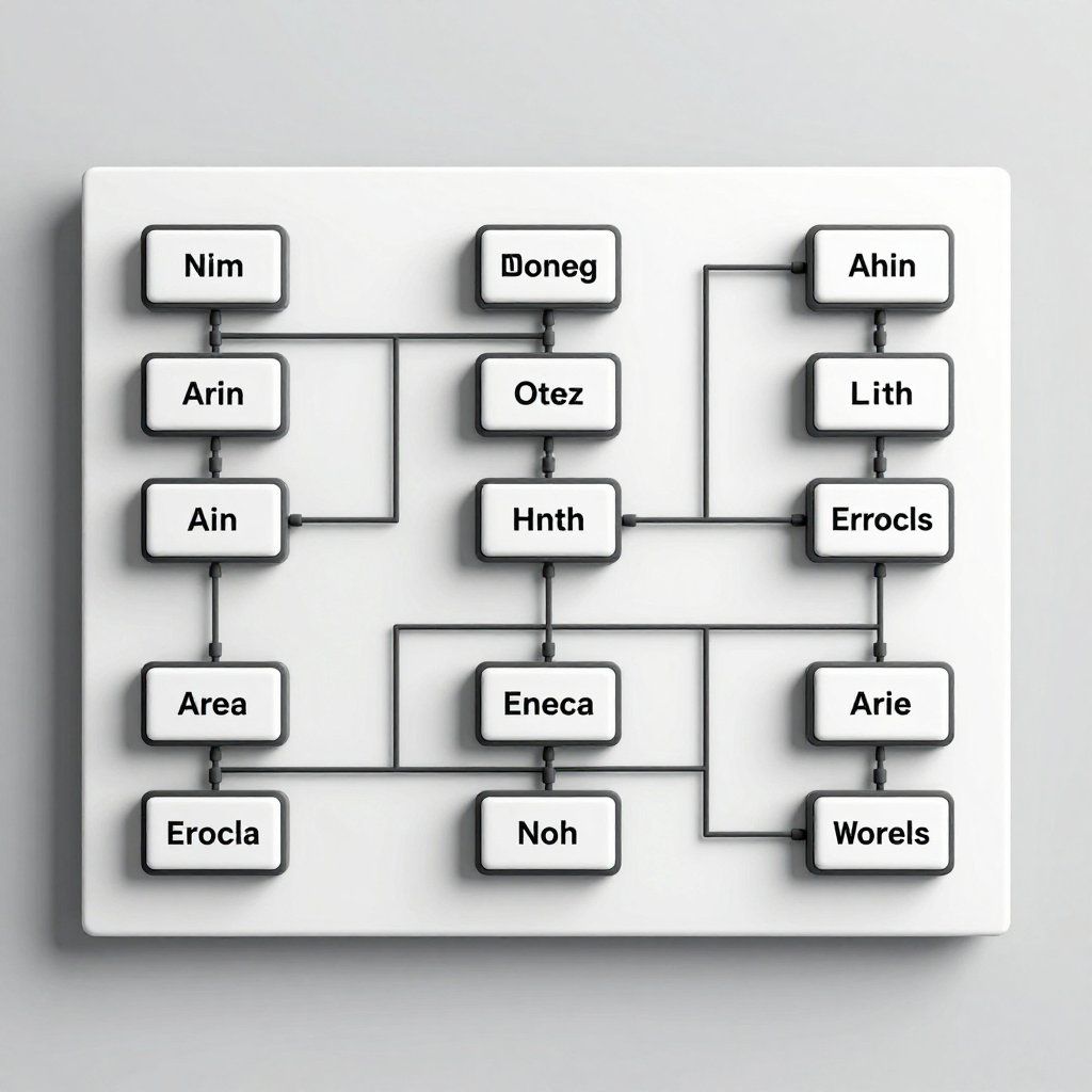 Diagram showing relationships between 15 items, connected by lines. Items labeled: Nim, Arin, Ain, Area, Erocla, Boneg, Otez, Hnth, Eneca, Noh, Ahin, Lith, Errocls, Arie, and Worels.