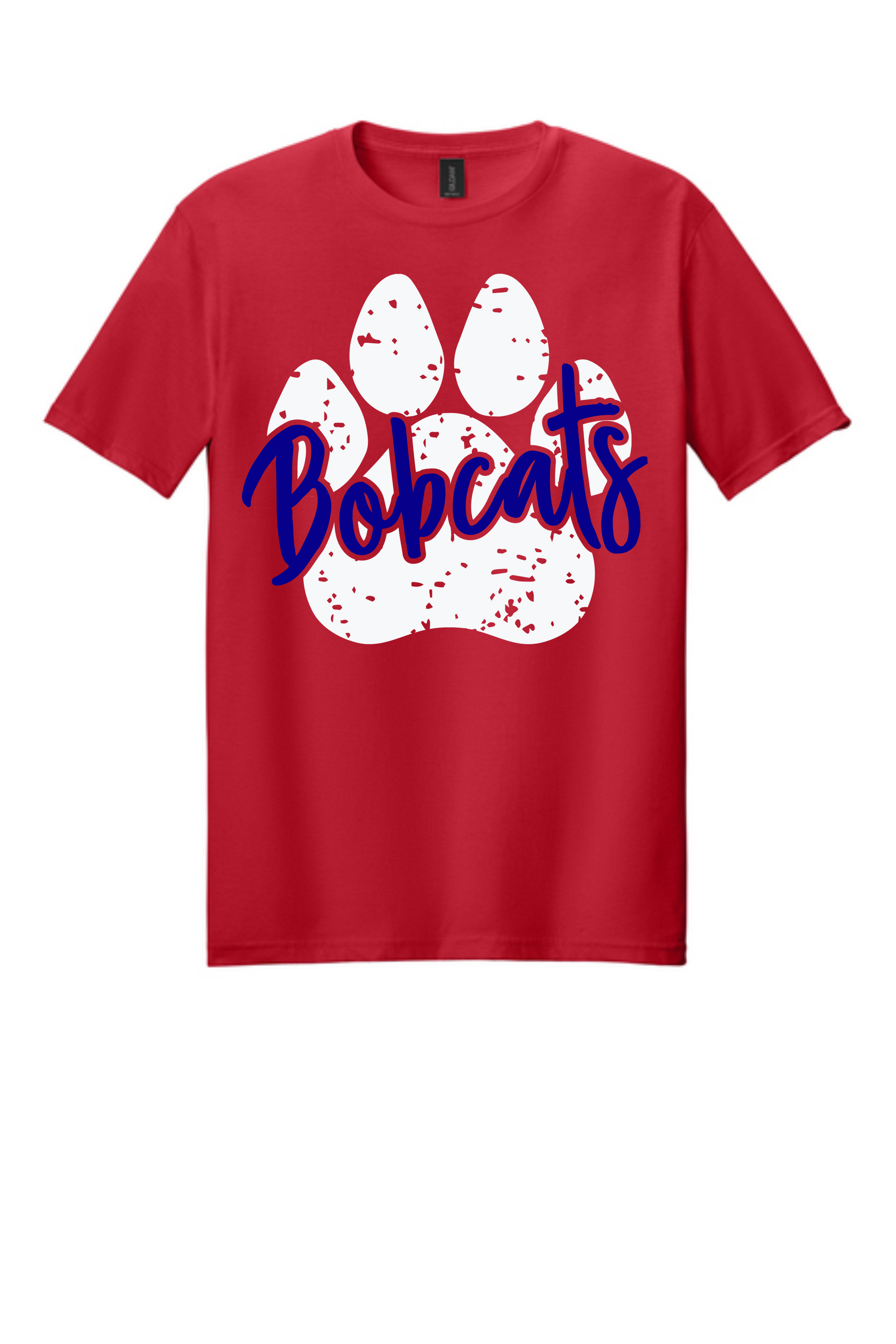 Bobcats White Paw Blue Text