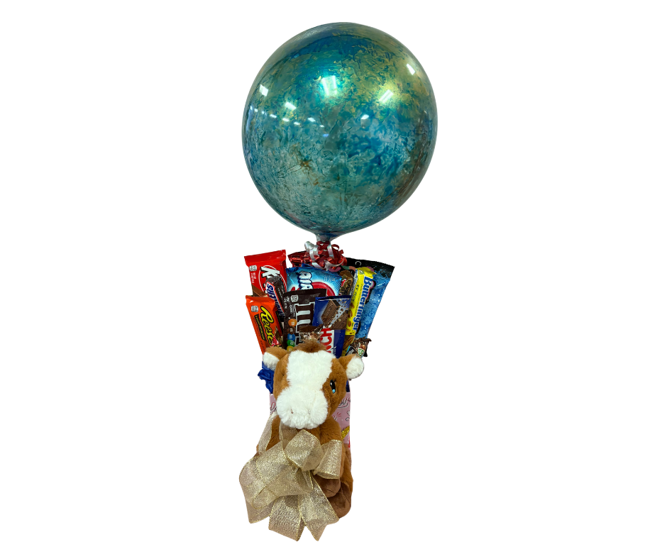 Candy Bouquet With Stuffed Animal & Balloon