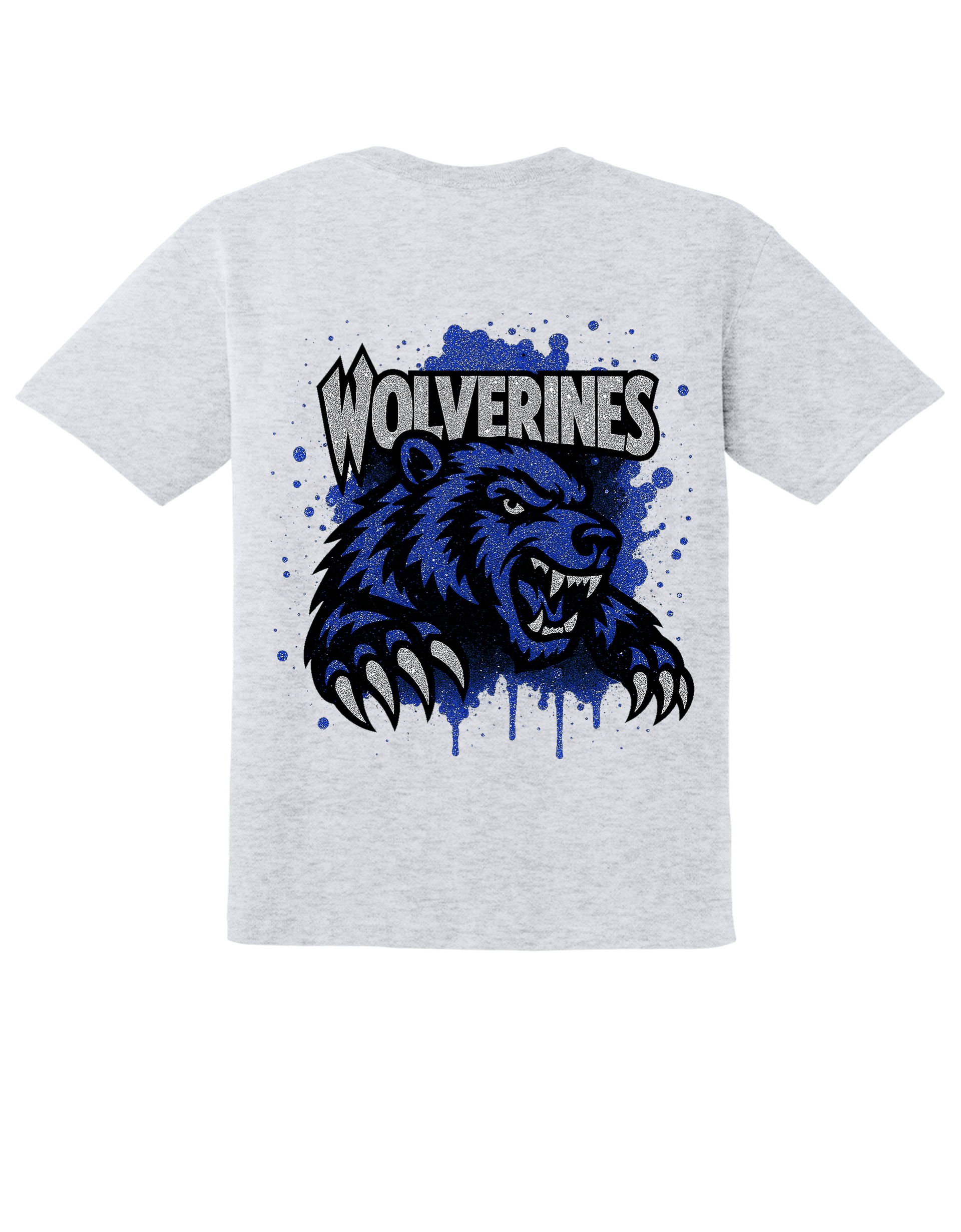 Glitter Wolverines on white tee
