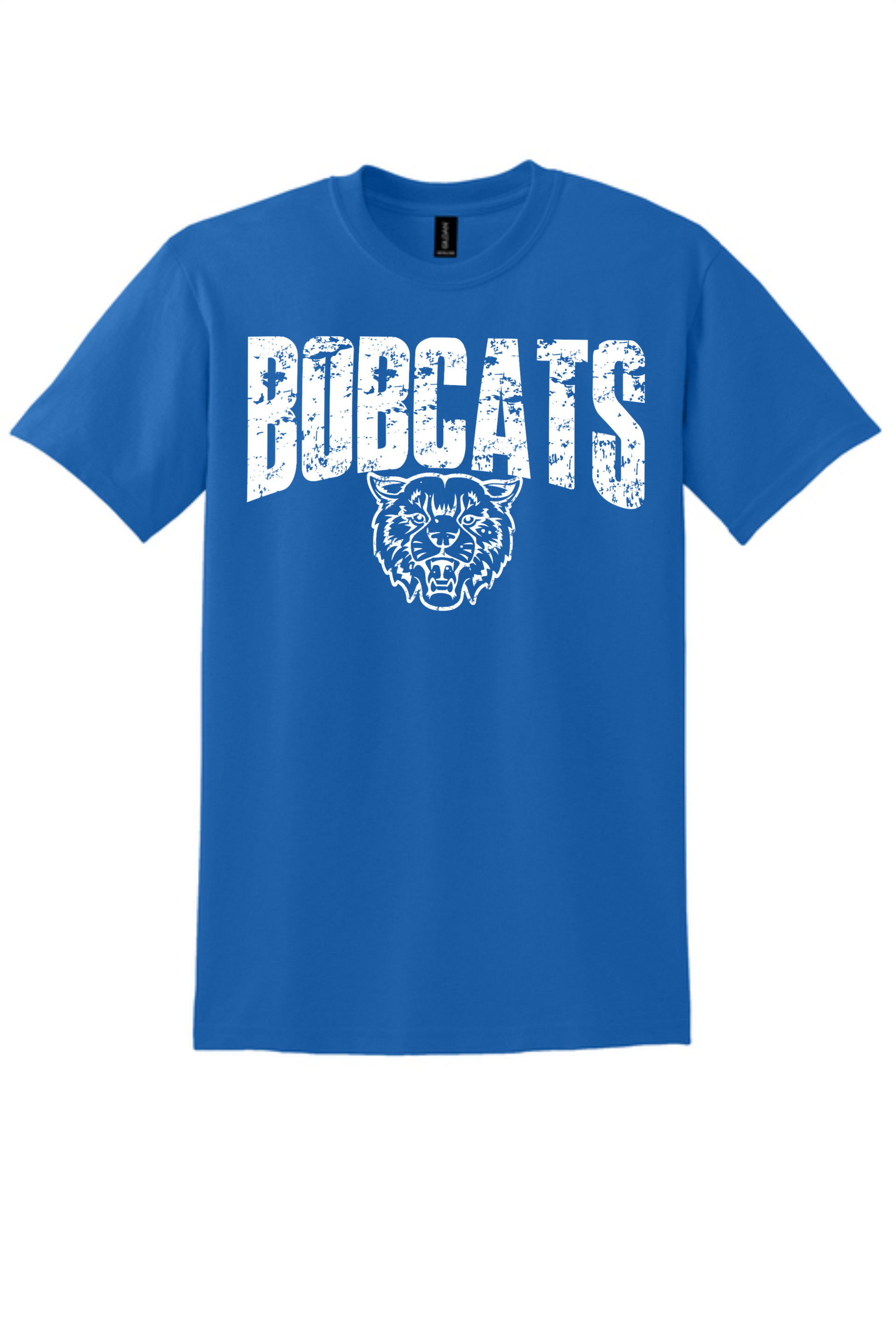 White Distressed Bobcats Logo
