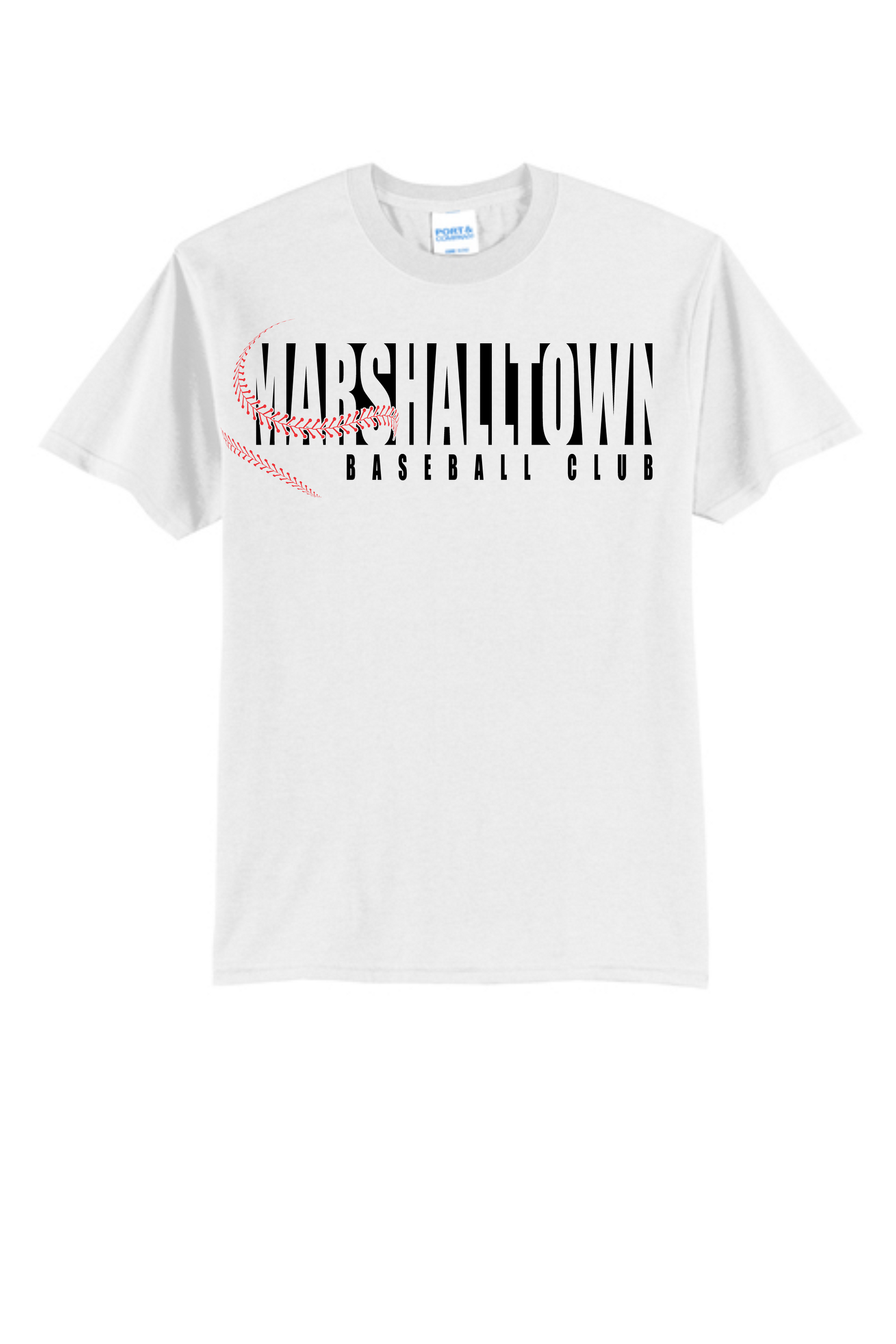 Marshalltown Baseball Shadow Logo White