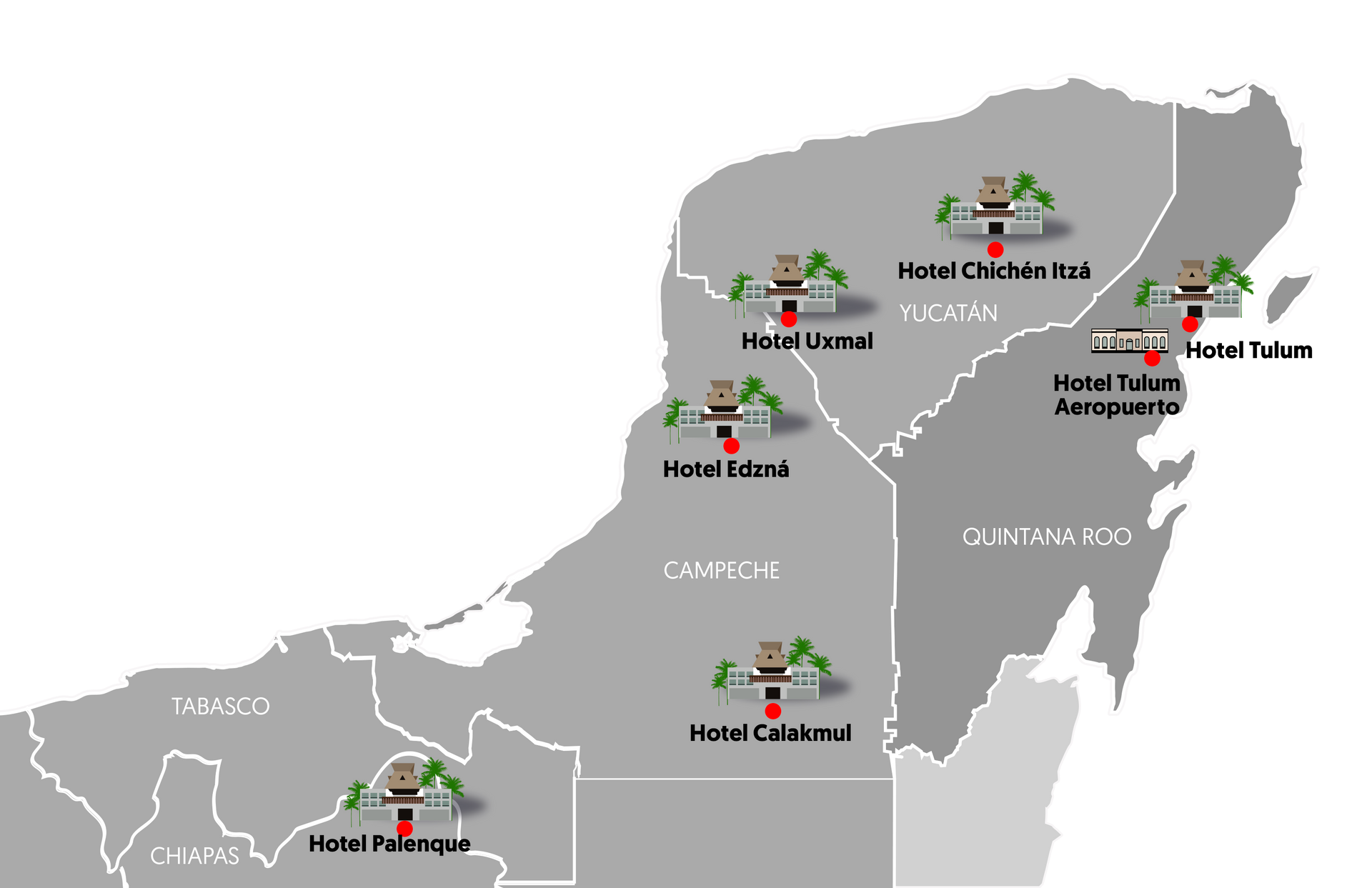 A map of mexico with buildings on it