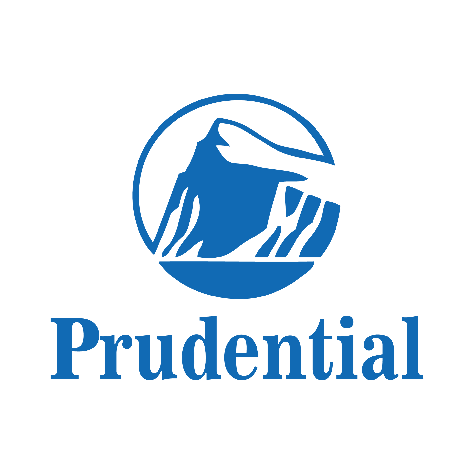 Blue mountain logo of Prudential over the word 
