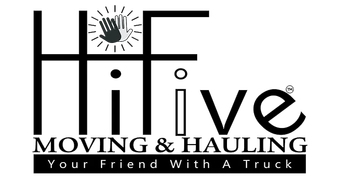 The logo for hifive moving and hauling your friend with a truck