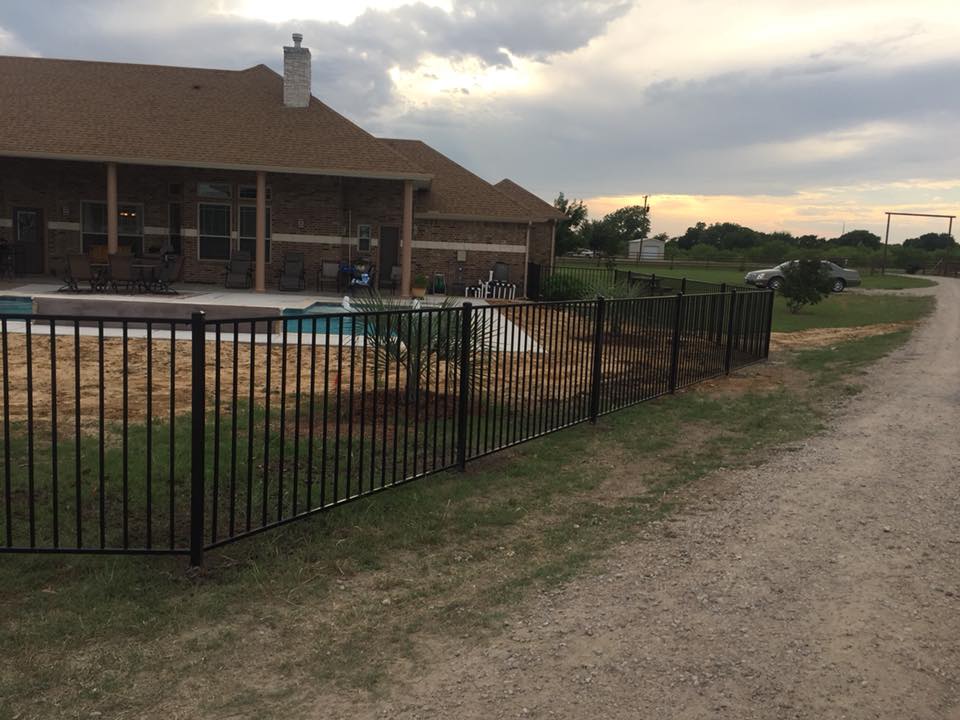 Roofing — Metal Roofing with Chimney in the House with Pool in Ennis, TX