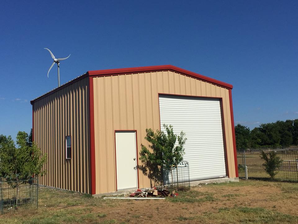 Farm — Red Roofing with Close Gate Garage with Small Tree in Ennis, TX