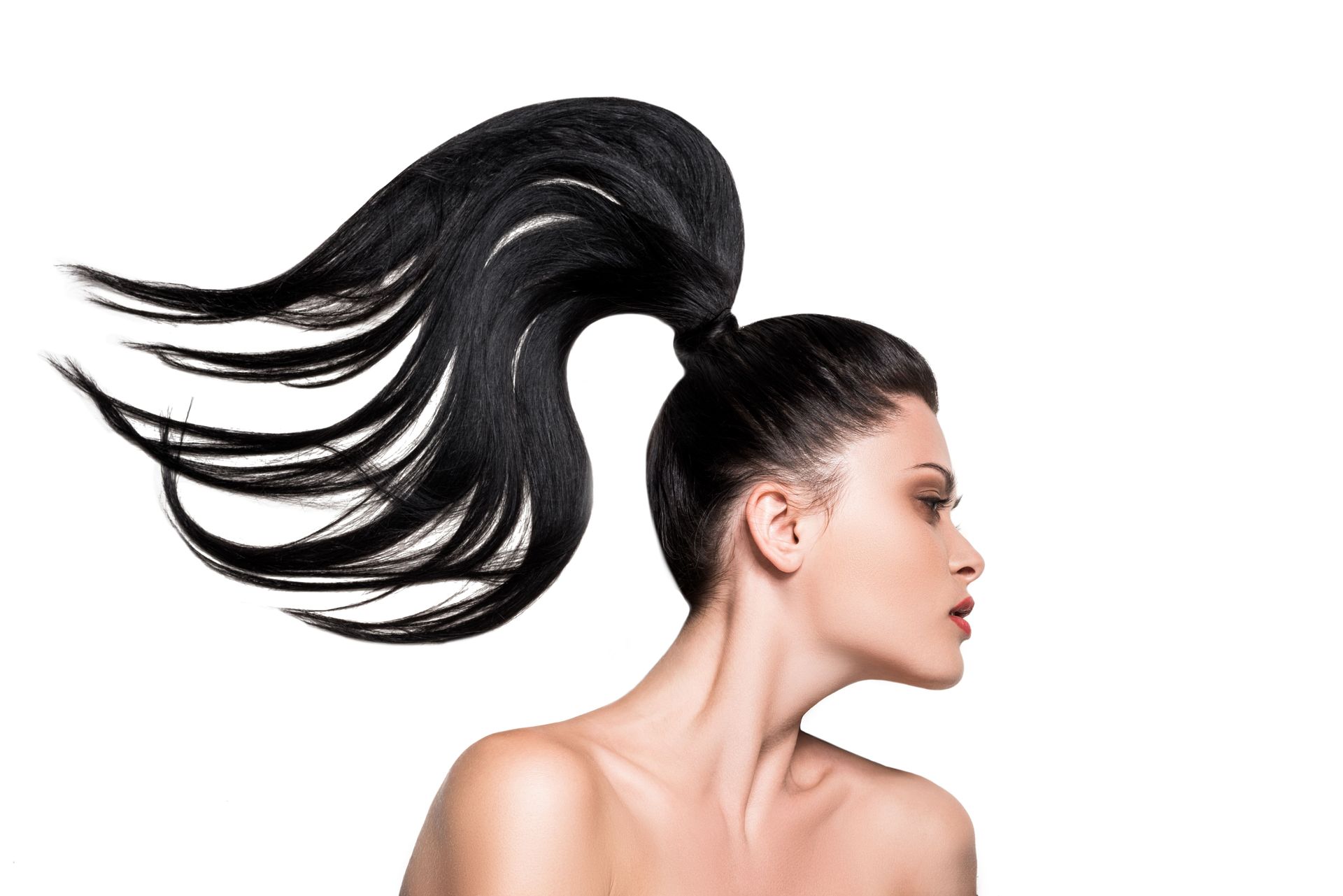 Hermosa chica mostrando sus extensiones