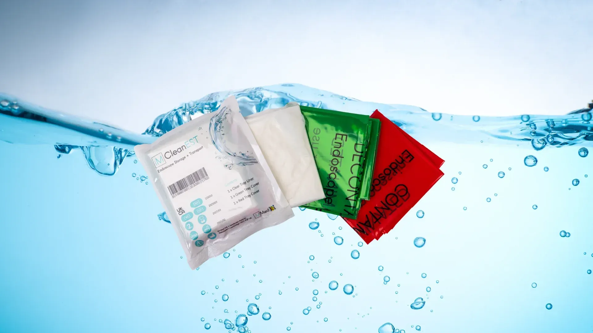 Endoscopy decontamination department full of Steelco endoscopy washer disinfectors and the iM Med CleanRange graphic