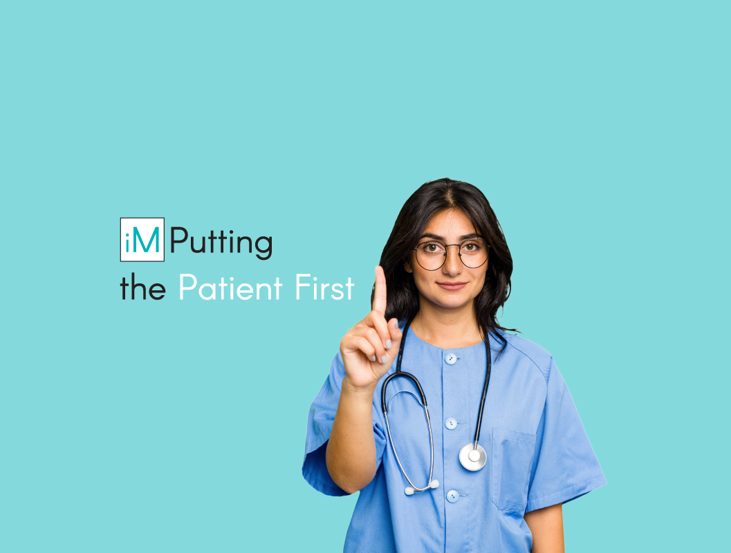 Healthcare professional holding up a finger to show number one