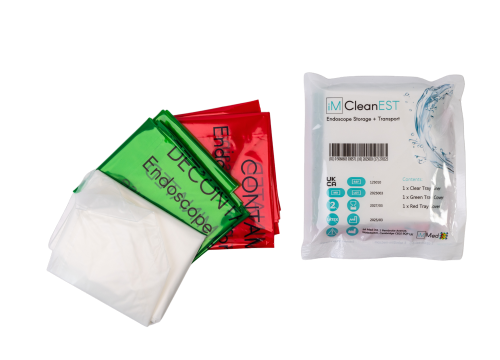 Packets of iM Med's iM CleanEST endoscope storage & transportation system