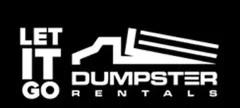 Black-and-white logo for Let It Go Dumpster Rentals with a dumpster icon and stylized text.