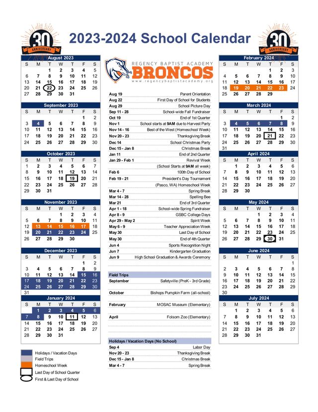 SCHOOL CALENDAR