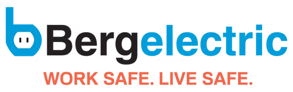 The logo for bergeelectric says work safe live safe.