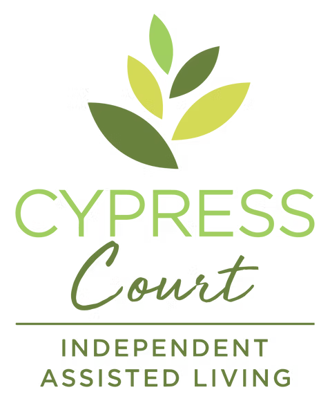 A logo for cypress court independent assisted living