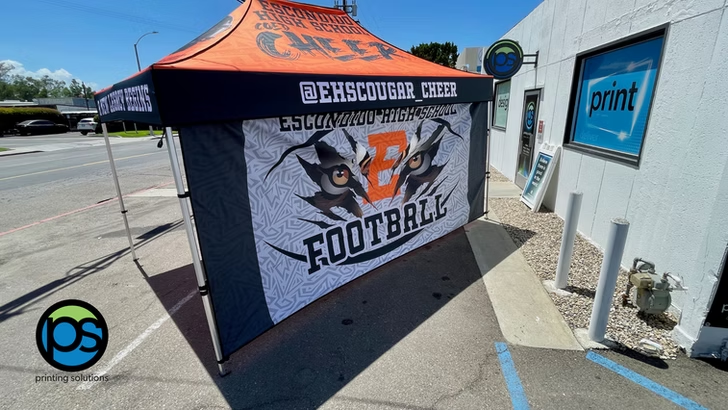 A tent with the word football on it