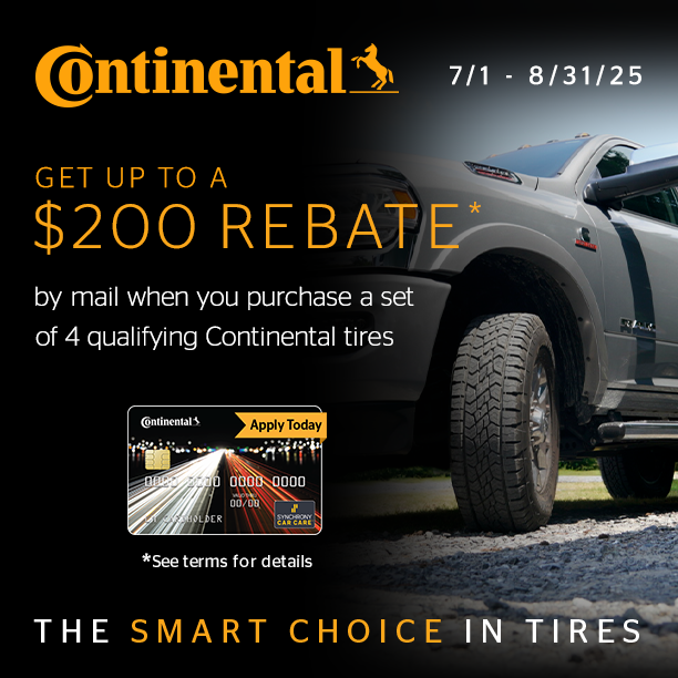 Auto DR's 2025 tire special where customers are eligible for a $200 rebate.