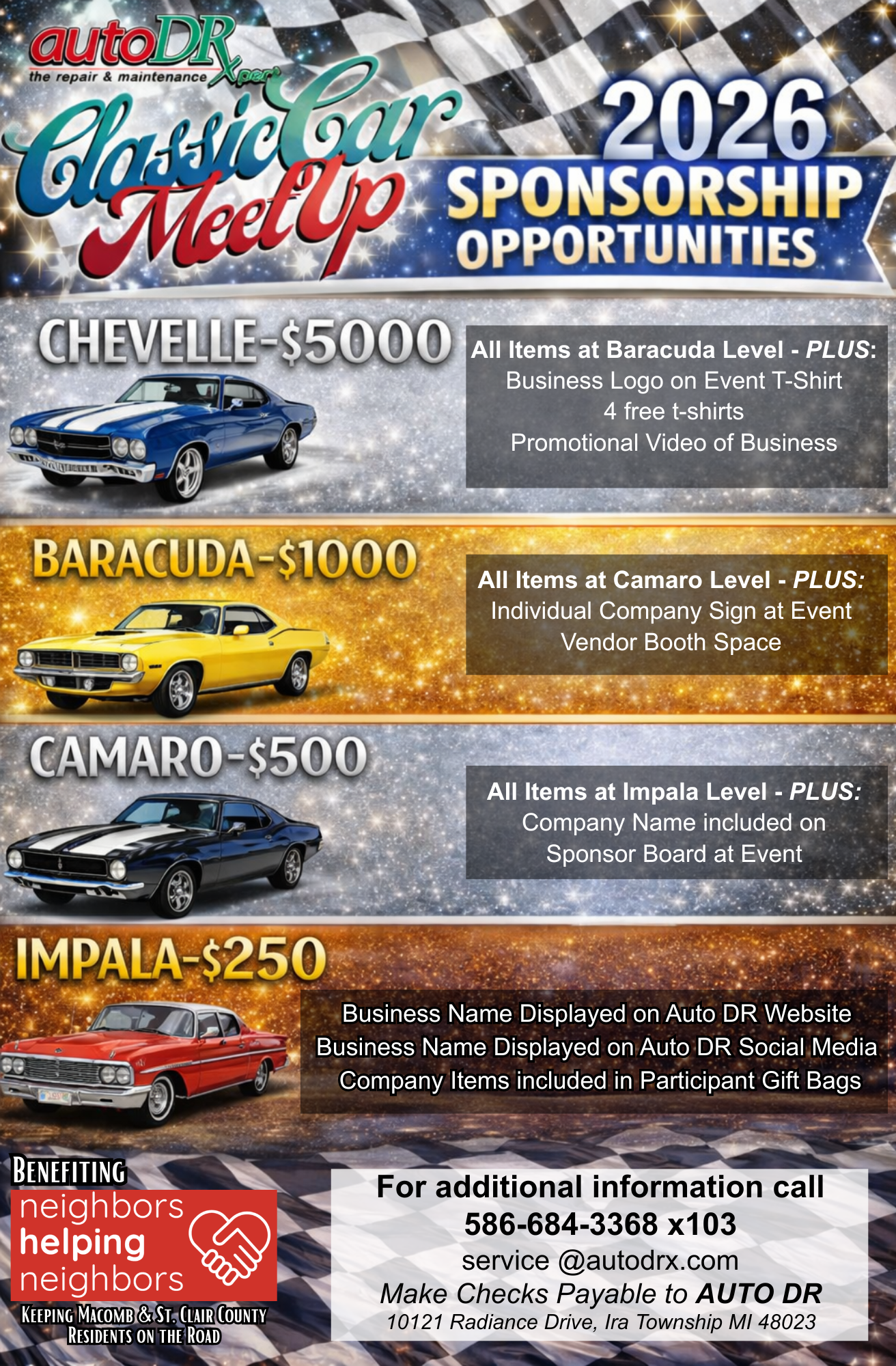 Auto DR Classic Car Meet Up 2026 Sponsorship Opportunities