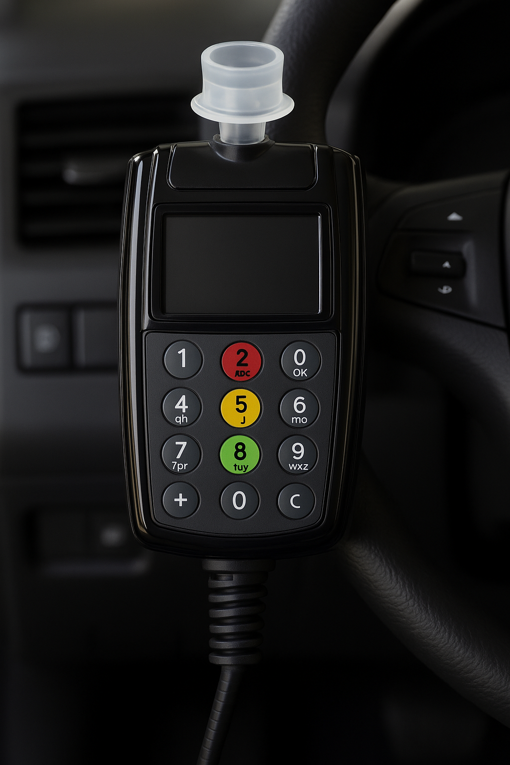 An ignition interlock device installed on a customer's car from Metro Detroit Michigan.